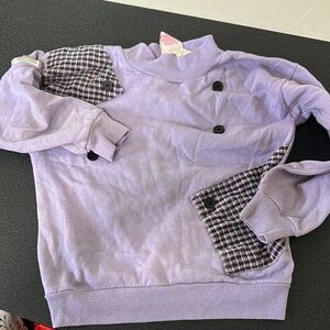 Lavender Kids Sweatshirt with Checkered Accents vintage 80’s